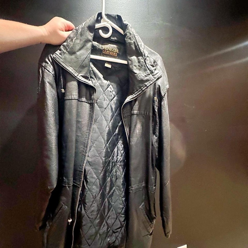 Venezia Leathers Vintage Black Genuine Leather Jacket Womens Plus Size 22/24